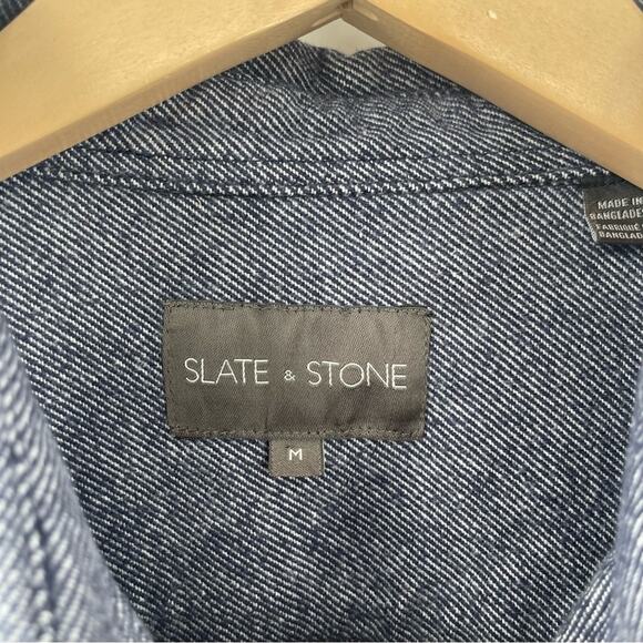 SLATE & STONE Heavy Flannel Shirt Jacket Shacket Twill Dark Blue Medium NWOT - Picture 6 of 15